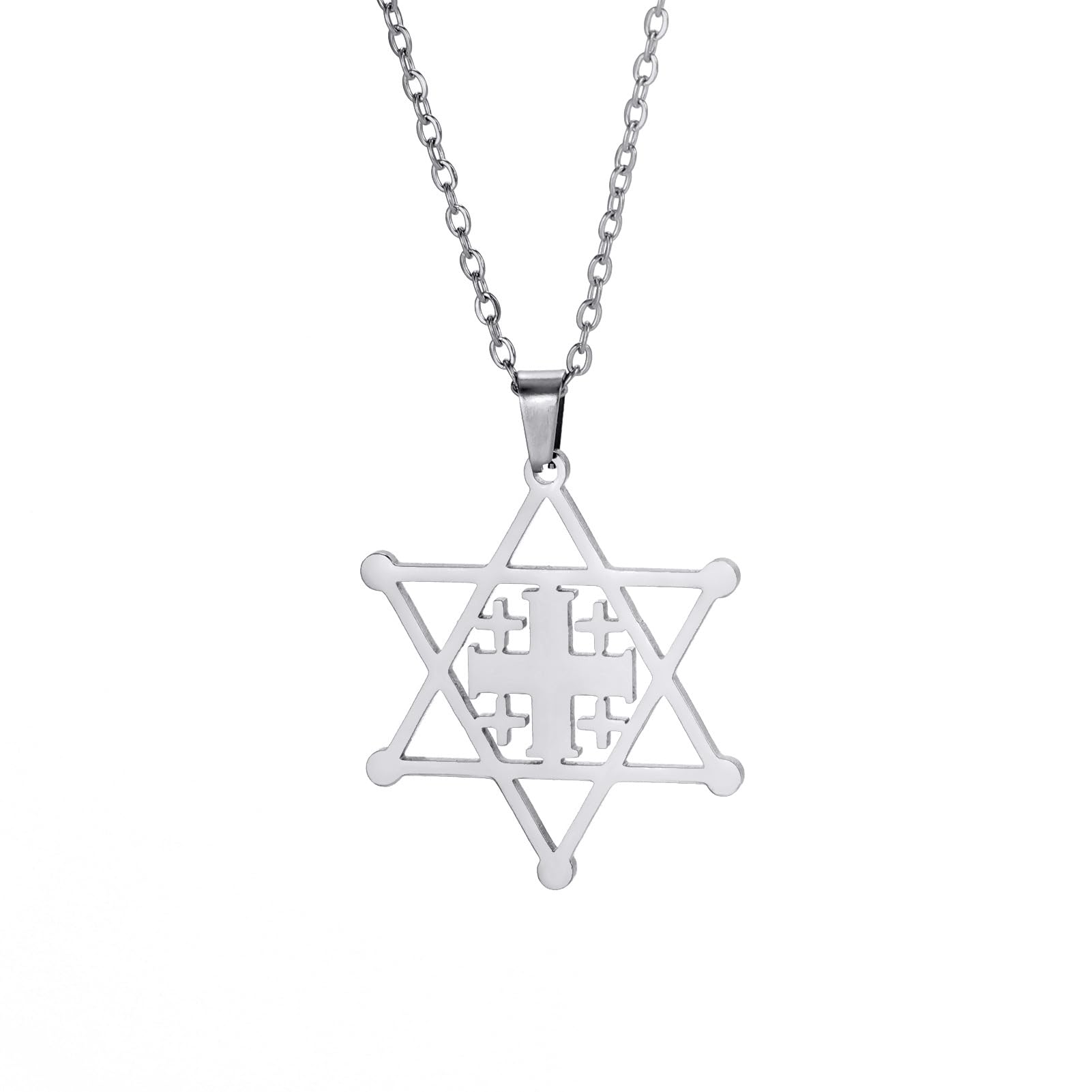 Collana Stella di David per donna Ciondolo esagonale ebraico classico in acciaio inossidabile con collane a croce Gioielli Isaia Amuleto religioso