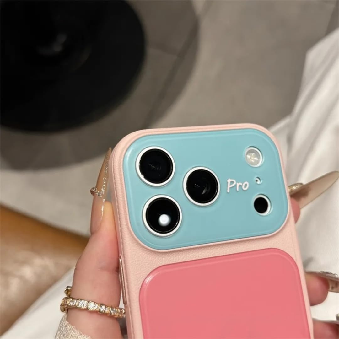 Frische Sommer-Handyhülle mit Umhängegurt und Kontrast-Acryl-Design für iPhone 17, 16, 15 Pro Max, 14, 13, großes Sichtfenster, stoßfeste Luxushülle aus Leder (für iPhone 14 Pro Max/Crossbody RoseRe