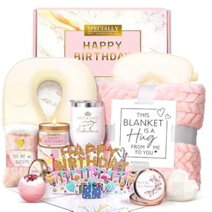 HSOEIXL Birthday Gifts for Women, Unique Spa Birthday Gift Basket with Blanket for Women – Happy Birthday Gifts for Her, Mom, Sister, Teacher, Girlfriend, Coworker, Wife, Bestie, BFF