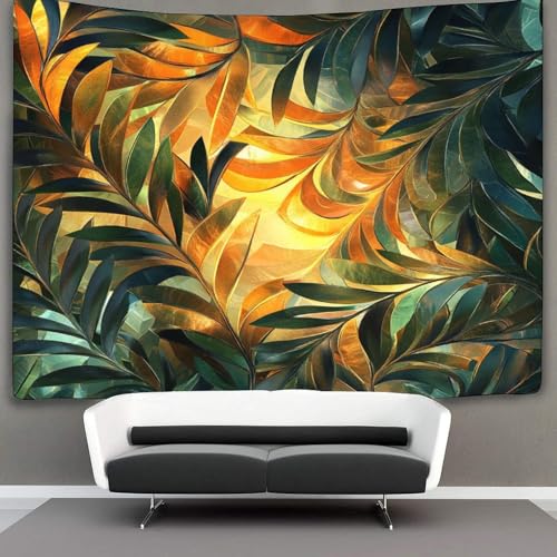 Tenture murale kaiyun pour réchauffer un grand mur vide et créer un salon cocooning tropical