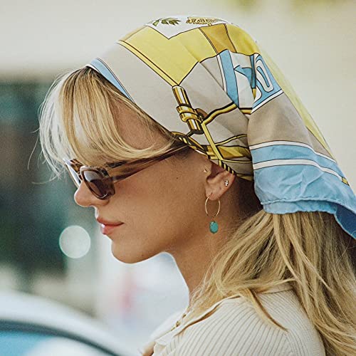 18K Gold Hoop Earrings With Turquoise Charm Boho Dangle Drop Earrings Trendy Handmade Summer Jewelry #TOP1