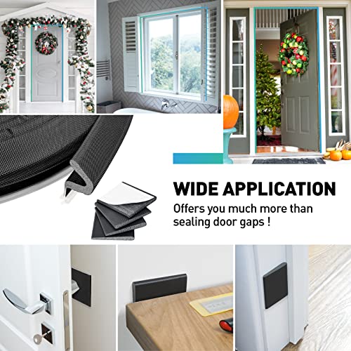 Fcsotsps Weather Stripping Door Seal -36 Ft V Shaped Foam Kerf Weatherstripping,Exterior Door Frame Weather Stripping With 4 Pcs Door Corner Seals, Card Slot Installation Seals Large Gap,Black #TOP5