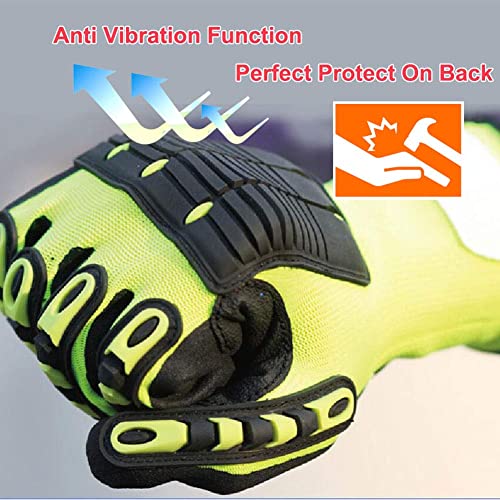 Nmsafety Anti Vibration Oil-Proof Cut Resistant Safety Work Glove,Full Finger,Yellow Nylon+Hppe+Glassfirbe Seamless Knitted Liner With Sandy Nitrile Rubber Palm,Excellent Grip. (Xx-Large) #TOP3