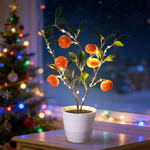 Image of LED Orange Tree Lamp, 20.4 inch Lighted Artificial Orange Plant with Warm Glow
