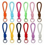 Glamoreal Paracord-Schlüsselanhänger mit Handgelenkband, 12 Stück geflochtene Riemen, Schlüsselring, Seil-Schlüsselanhänger, Schlüsselband für Autoschlüssel, Handy, Plüschtiere