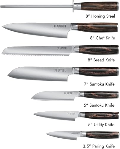Miniatura 2 de Yatoshi - Juego de cuchillos de cocina, 7 piezas, acero inoxidable de alto carbono ultra afilado, espiga completa
