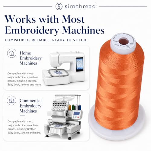 Image of Simthread Embroidery Thread 5500 Yards Reddish Brown 337, 40wt 100% Polyester for Brother, Babylock, Janome, Singer, Pfaff, Husqvarna, Bernina Machine | 5000M 40WT polyester thread feeds smoothly for machine embroidery, monograms, logos, patches and quilting.