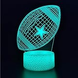 3D LED Night Light Lamp, baseball cap, Football Helmet, Basketball Flat Acrylic Optical Illusion Lighting Lamp with 16 Colors Touch Sensor with Remote Control, Sports Fan Nightlight Gift for Kids Boys
