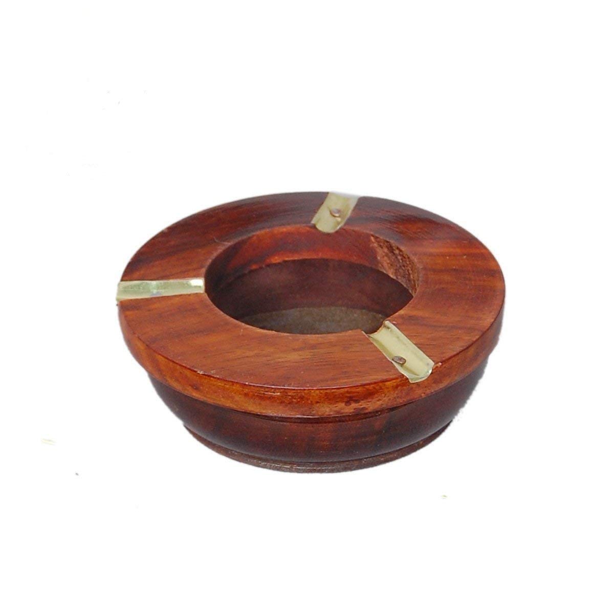A S Handicrafts Wooden Handmade Antique Ashtray for Home and Car (Brown)-image-13