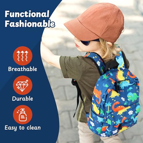Image of Zicac Toddler Backpack for Boys Girls 12 inch Mini Kids Backpack for School & Travel, Preschool Kindergarten Cartoon Daypack (Dark Blue)