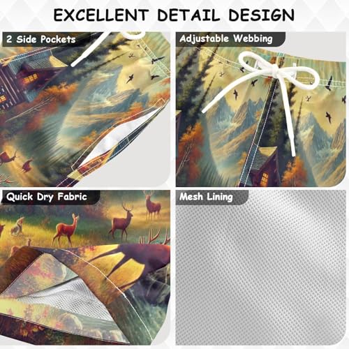 Mountain Cabin Fall Boys Swim Trunks Quick Dry Toddler Swimsuit Boy Bathing Suits Swimwear Board Shorts M Multi3