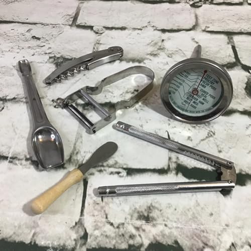 Kitchen Tools Lot Vintage Retro Meat Thermometer Nut Cracker Corkscrew