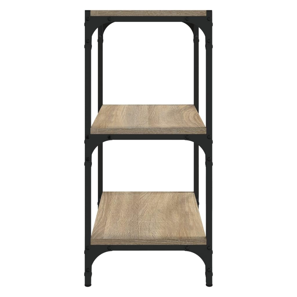 Bücherregal Sonoma-Eiche Holzwerkstoff und Stahl 40 x 33 x 70,5 cm Standregal mit 3 Ablagen, vielseitiges Regalsystem als Raumteiler und Aufbewahrungslösung für Wohnzimmer