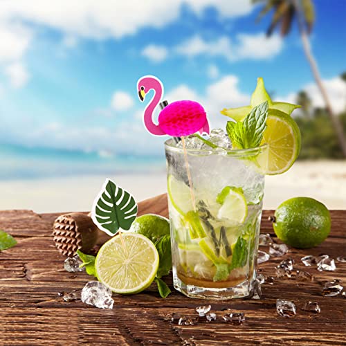 44 Pcs Tropical Hawaiian Cupcake Toppers Glittery Flamingo And Pineapple Palm Leaf Cupcakes Toppers Cake Picks For Hawaii Luau Summer Party Baby Shower Party Supplies #TOP6