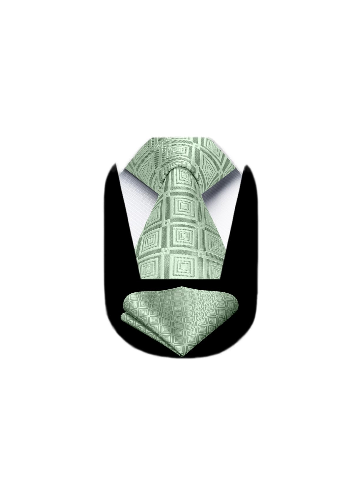 HISDERN Ties for Men Plaid Checkered Tie with Pocket Square Woven Business Formal Necktie Handkerchief Set Wedding Party