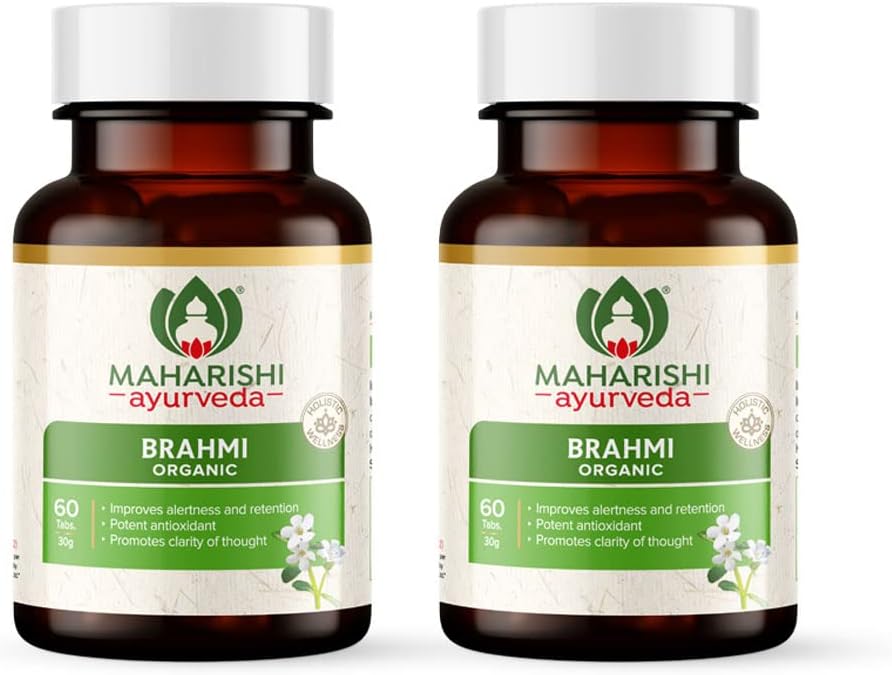 Maharishi Ayurveda Organic Brahmi - Bacopa Monnieri Tablets | For Brain Health | 60 Tabs - Pack of 2 (120 Tablets)