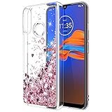 Moto E6 Plus Case, Rosebono Quicksand Glitter Sparkly Bling Liquid Shiny Clear Soft TPU Bumper Protective Cover for Moto E6 Plus (Pink)