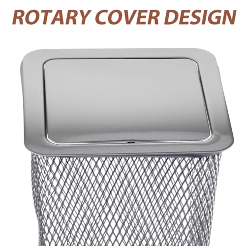 Image of BESTOYARD Recessed Countertop Trash can Lid 9.01 X 9.01 X 1.29 in Stainless Steel Swing Flap Cover for Kitchen Cabinet Tabletop Office Restaurant Bathroom