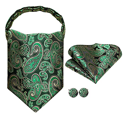 Image of Dubulle Paisley Floral Ascot for Men Self Tie Mens Cravat and Pocket Square Cufflinks Wedding