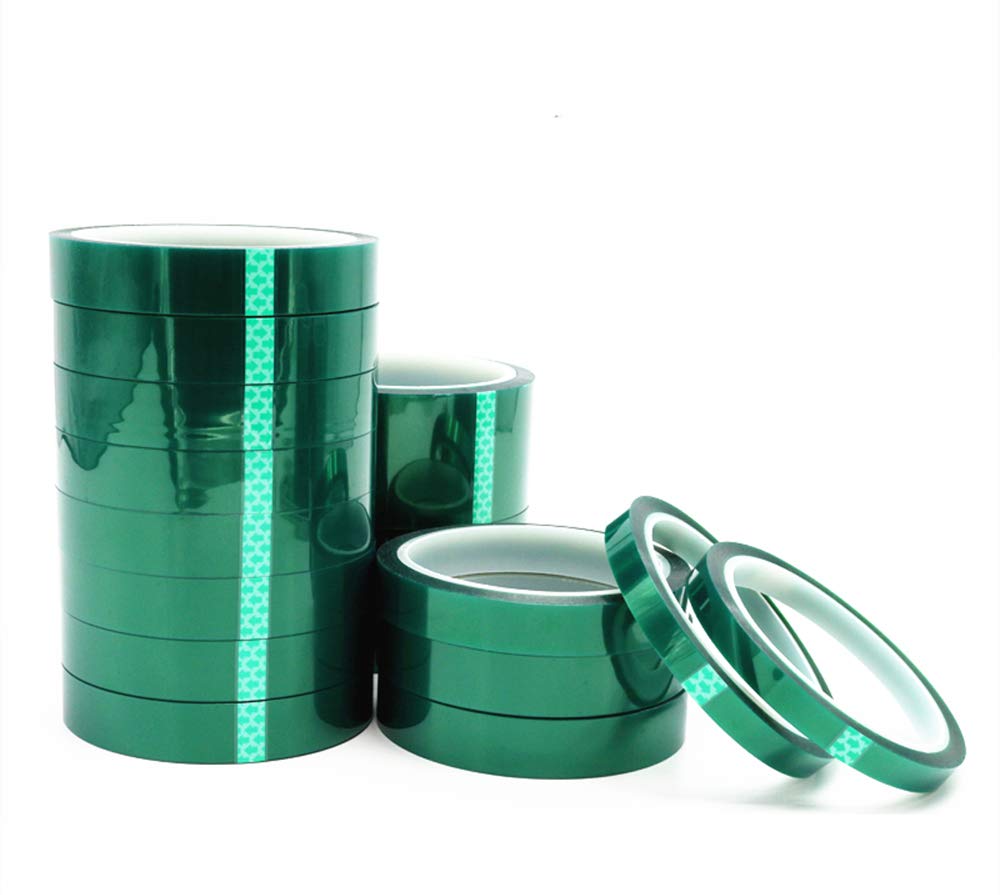 BE-TOOL High Temp Tape, 3PCS PET Green High Temperature Heat Resistant Tape for Masking, Insulating Circuit Boards etc (0.06 x 75mm x 33m)