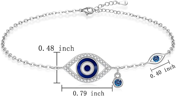 Anklets for Women Evil Eye Anklets for Women Sterling Silver 925 Mothers Day Jewelry Waterproof Adjustable Nice Evil Eye Gift Protection - Image 2