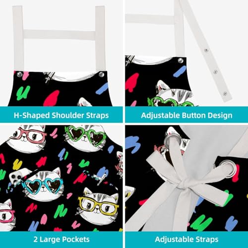 Tablier de cuisine chat à lunettes de soleil avec broches