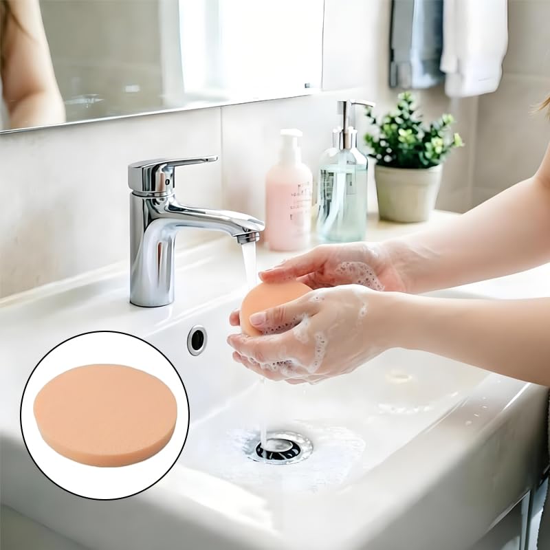 12 Pcs Nude Round Makeup Sponges, Make up Sponges for Foundation and Powder, Face Blenders for Liquid and Cream Concealers, Wet and Dry Dual-Use