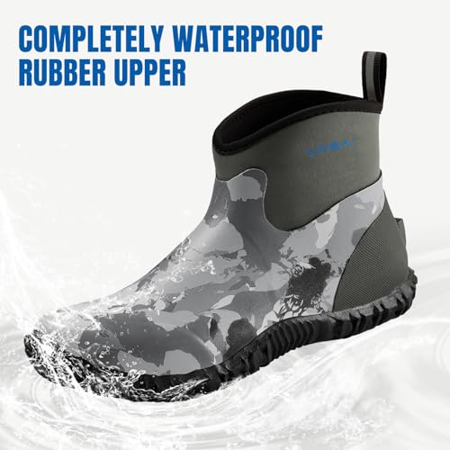 Image of Men's Waterproof 5.3-inch Ankle High Garden Shoes Rain Boots Slip-On Footwear for Gardening Farming Lawn Care Yard Work
