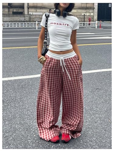 Image of SOLY HUX Women's Plaid Checkered Pants Flannel Pajama Pants with Pockets