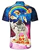 TUONROAD Mens Alpaca Pizza Hawaiian Shirt 3D Tree Aloha Shirts Summer Casual Beach Hawaiian T-Shirt for Unisex Adult XXL #1