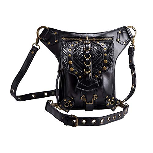 Cestlafit Nueva Mujer Hombro Bolso De Hombro Vintage Vintage Steampunk Punk Bolso Bolsa De La Pierna, D Anillo, CFB003-2