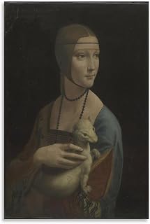 Famous Paintings Lady with An Ermine by Leonardo Da Vinci Artworks Canvas Poster Room Aesthetic Wall Art Prints Home Modern Decor Framed-unframed 08x1