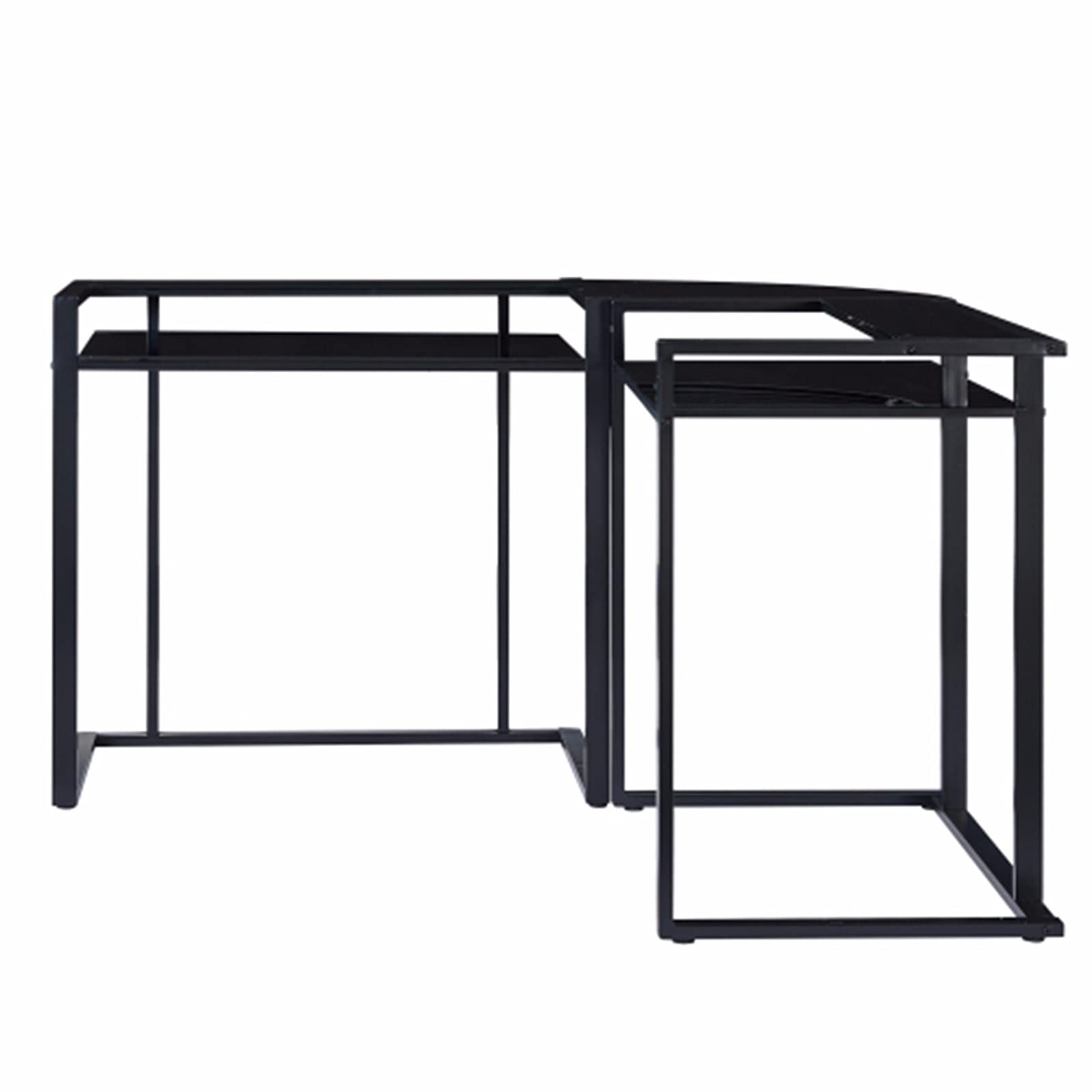 Amazon | deskWriting Desk L字型ガラスデスク 56インチ ホーム