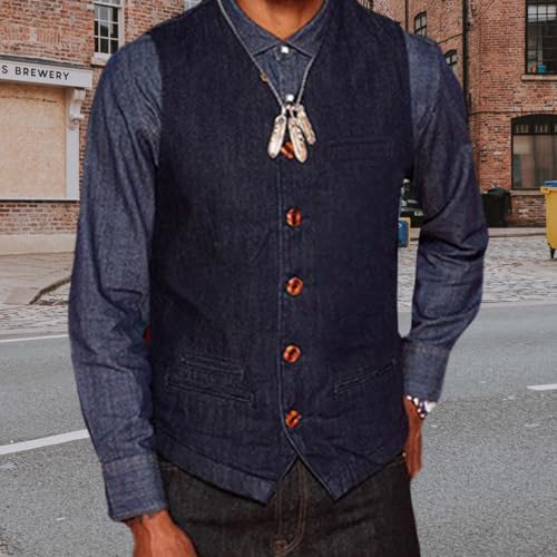 Men's Denim Vests Casual Slim Sleeveless Jacket Outdoor V neck Vests2