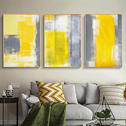 Peintures murales jaune gris blanc pour salon affiche déco maison KEBIA 40x60