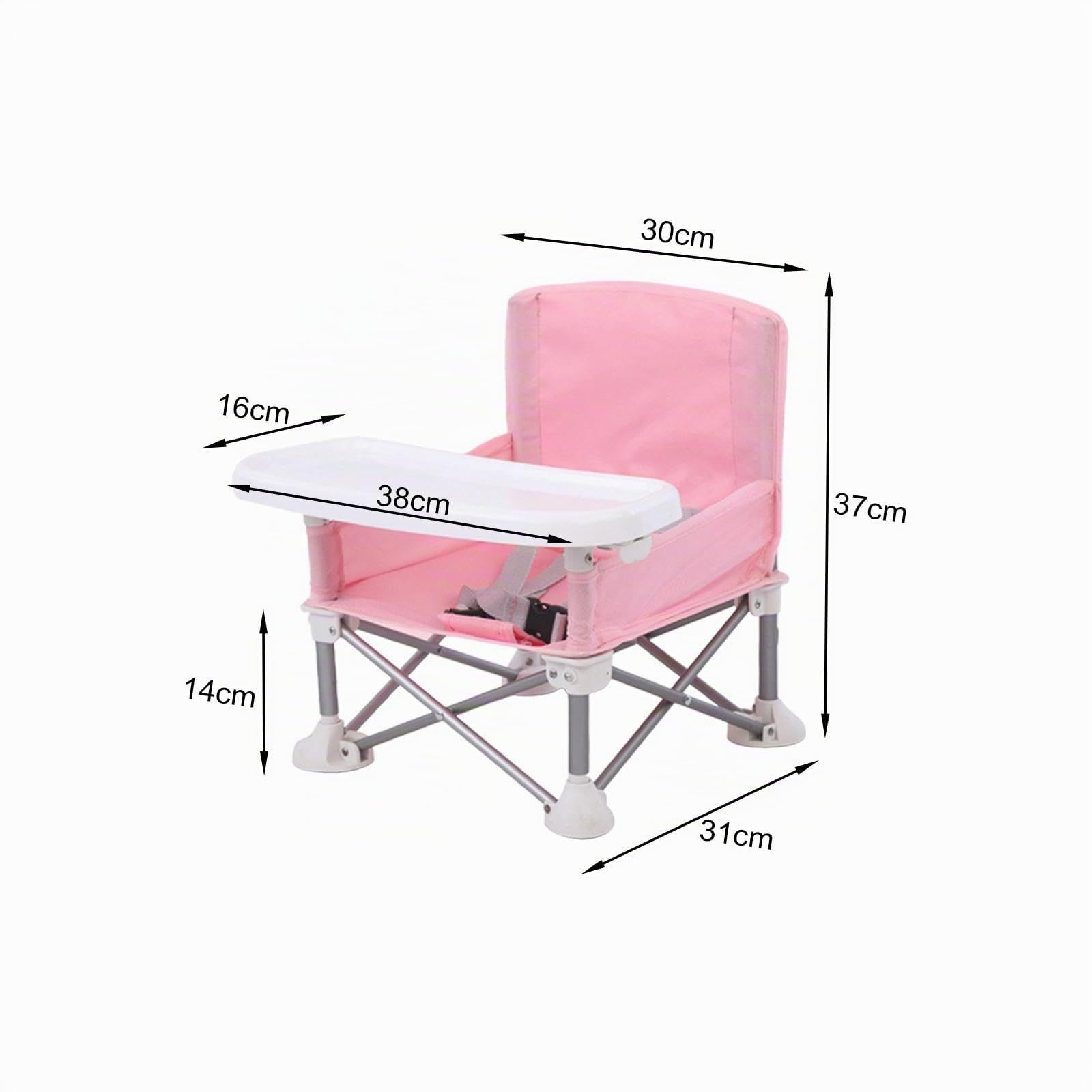 F Fityle Rehausseur de Siège pour Bébé Pliant avec Ceinture de Sécurité - Chaise de Plage Extérieure d'Alimentation Portable et Stable, Rose