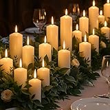 Veiuwa 36 Pcs Ivory Pillar Candles Bulk Set，2x3 2x6 2x8 Inch - 12 Each Size，Hurricane Candles，Dripless Unscented Smokeless，Gives You a Better Atmosphere When Organizing Wedding or Event Party.
