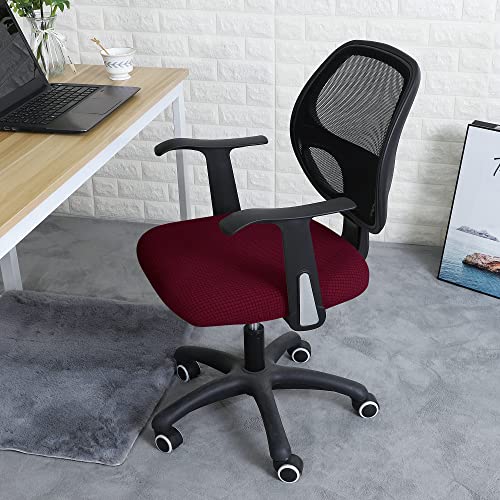 Image of FORCHEER Office Desk Chair Seat Cover 18inch 1 Piece Water Resistant Stretch Computer Chair Seat Cushion Slipcover Washable-Burgandy