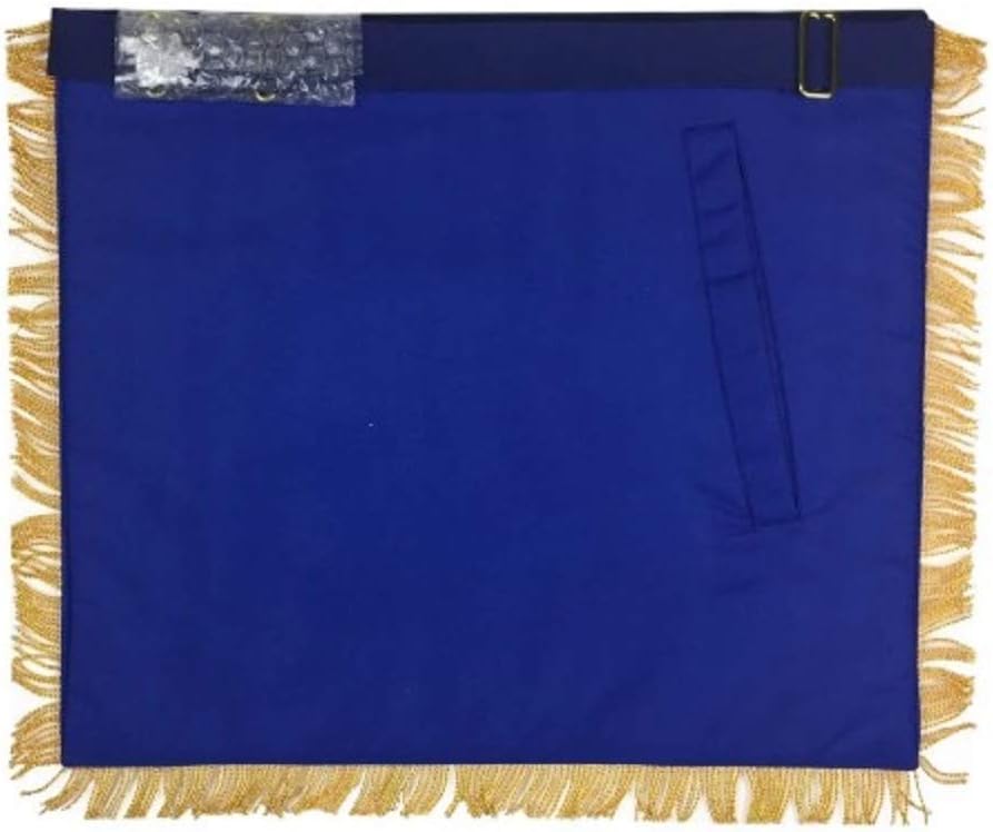Masonic Blue Lodge Past Master Gold Handmade Embroidery Apron Blue Velvet (Lambskin)