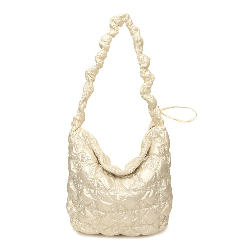 Nylon Quilted Underarm Bag Top-Handle Casual Handbag Cloud Pleatd Bag for Women Ladies Work Travel Commuting