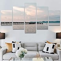 SIGNWIN 5 Panel Canvas Wall Art Aerial Beach Beach Coastal Cool Minimalism Multicolor Photography Relax/Calm for Home Decorations Ready to Hang - 60