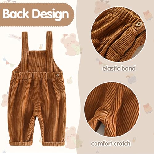 Mornyray Toddler Boy Girl Soft Corduroy Suspender Pants Kids Overalls Loose Retro3