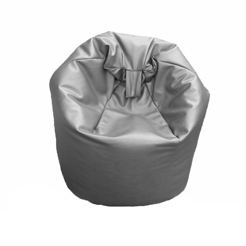 FAUX LEATHER Bean Bag Beanbag Gaming Chair Seat Lazy Lounger Couch (Silver Grey, XL (80 x 80 x 110 cm))