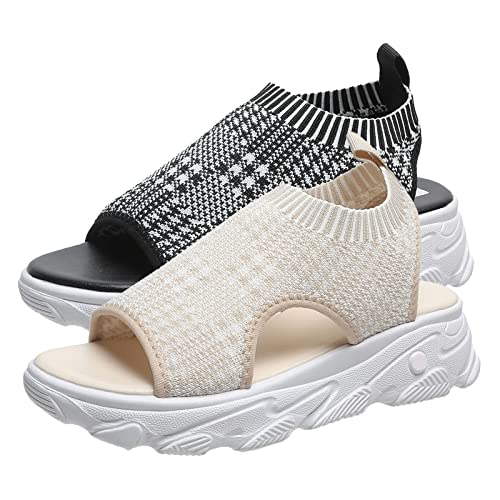 Chaussures décontractées femme leger bout ouvert compensées plateforme marche - 4