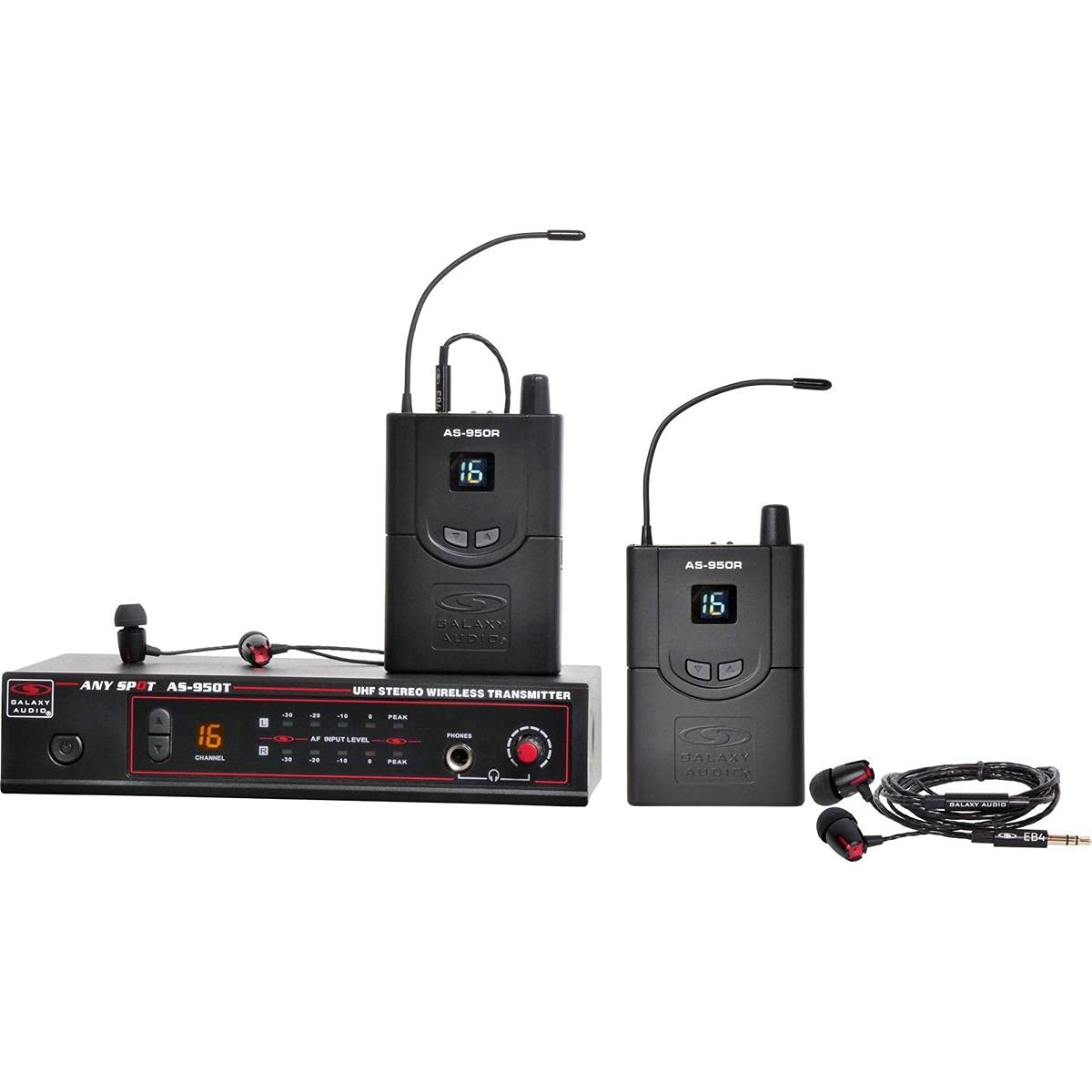 Galaxy Audio AS-950-2 Wireless in-Ear Monitor Twin Pack System - P2 Band,Black