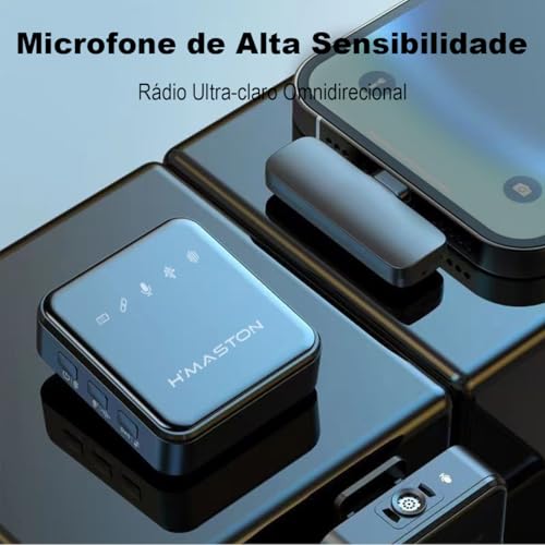 H'MASTON Microfone de Lapela Sem Fio Professional 3 em 1 Duplo Microfone Celular com À prova de Ven
