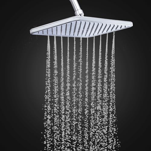 Image of Mila Oceano Rain Shower| Chrome Finish Square Overhead Shower | 305.5 * 59.4mm Ceiling Mounted | ABS Body| Single Function Rainfall Shower for Broad Coverage & Water Efficiency| (Without Arm)
