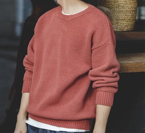 Men Pullover Sweater Vintage Thick O-Neck Knitted Harajuku Streetwear Casul Sweaters Classic Jumpers3