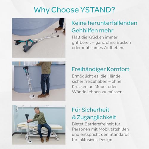 YSTAND Unterarm-Krückenständer - 62cm Halterung, Stockhalter - Einfach zu handhabende Halterungen für Gehstöcke & Krücken, krücken zubehör
