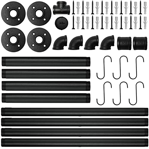 Closet Rods For Hanging Clothes, Ecoyomi 72 Inch Clothing Racks Wall Mount,Industrial Pipe Clothing Rack, Garment Rack Clothes Hanging Rod Bar, Heavy-Duty Garment Bar For Closet Laundry Room Storage #TOP3